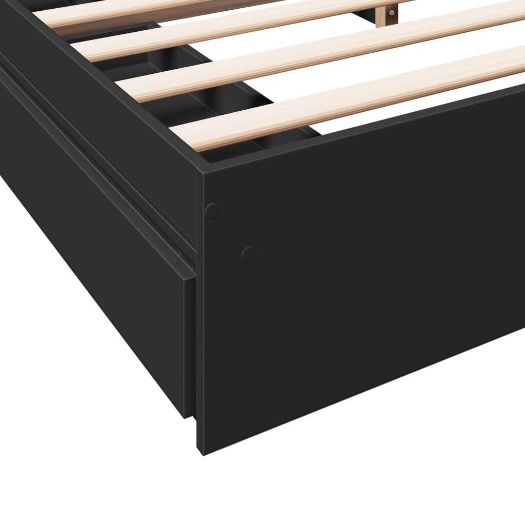 Bed Frame with Drawers Black 200x200 cm Engineered Wood