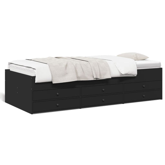 Daybed with Drawers without Mattress Black 90x200 cm