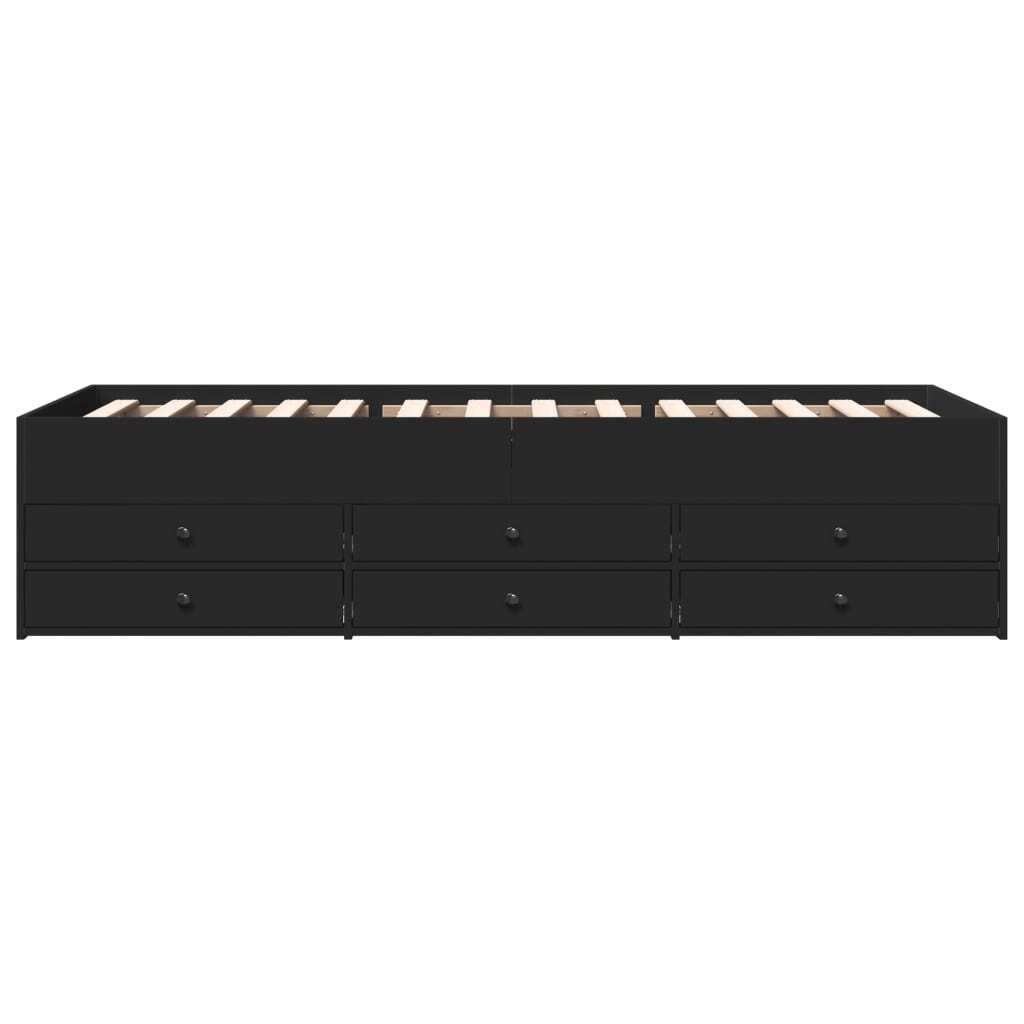 Daybed with Drawers without Mattress Black 75x190 cm Small Single