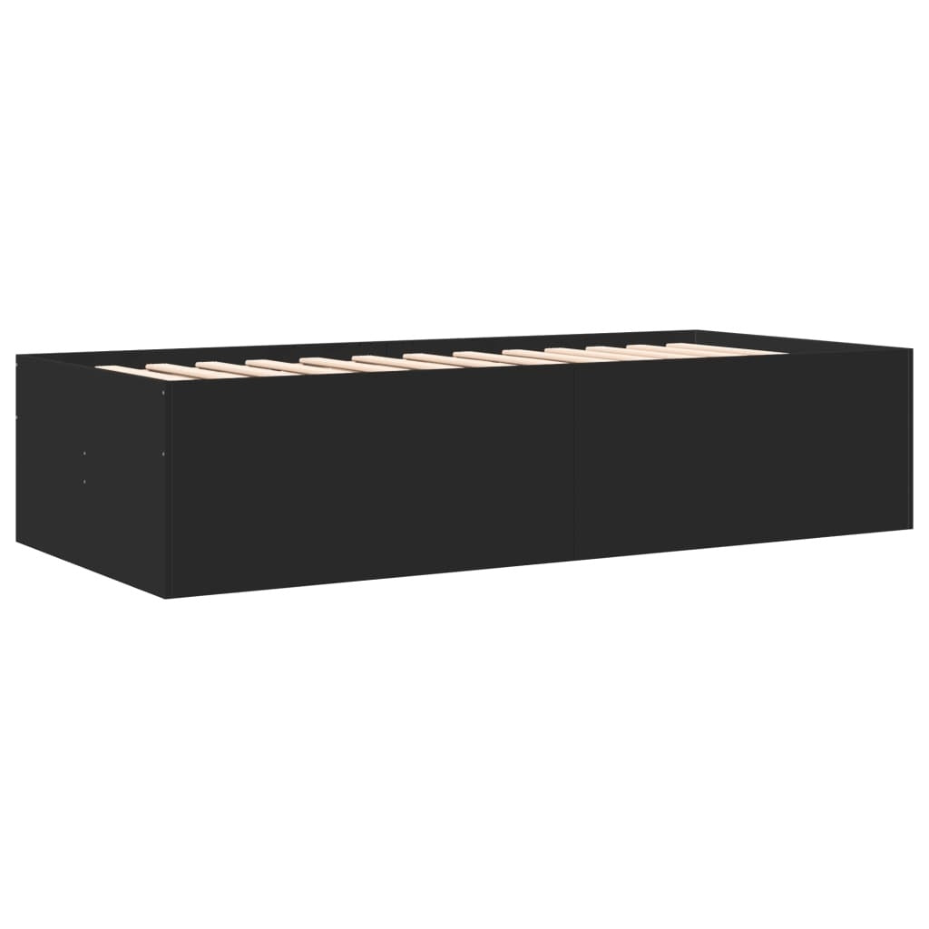 Daybed with Drawers without Mattress Black 75x190 cm Small Single