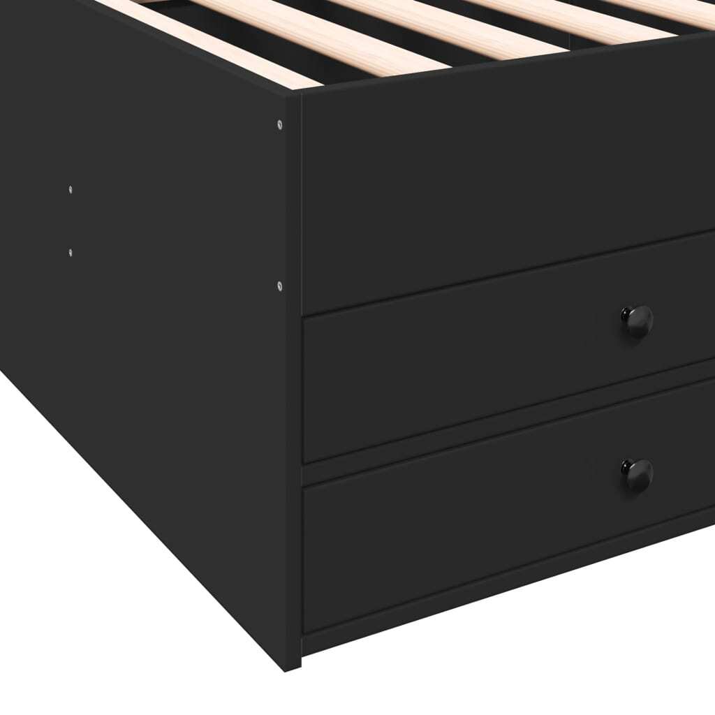 Daybed with Drawers without Mattress Black 75x190 cm Small Single