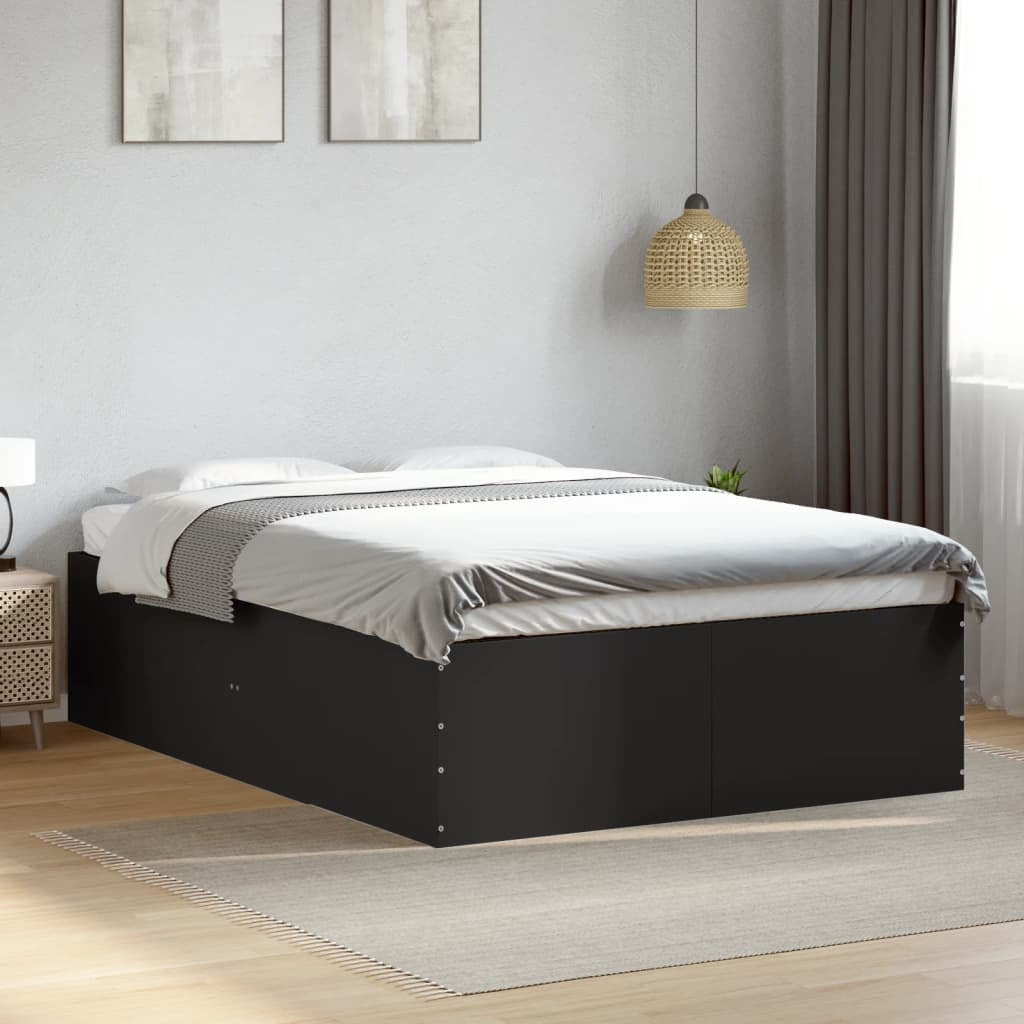 Bed Frame Black 140x200 cm Engineered Wood