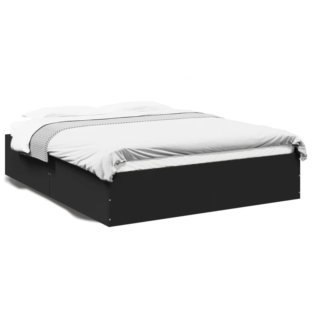 Bed Frame without Mattress Black 150x200 cm King Size