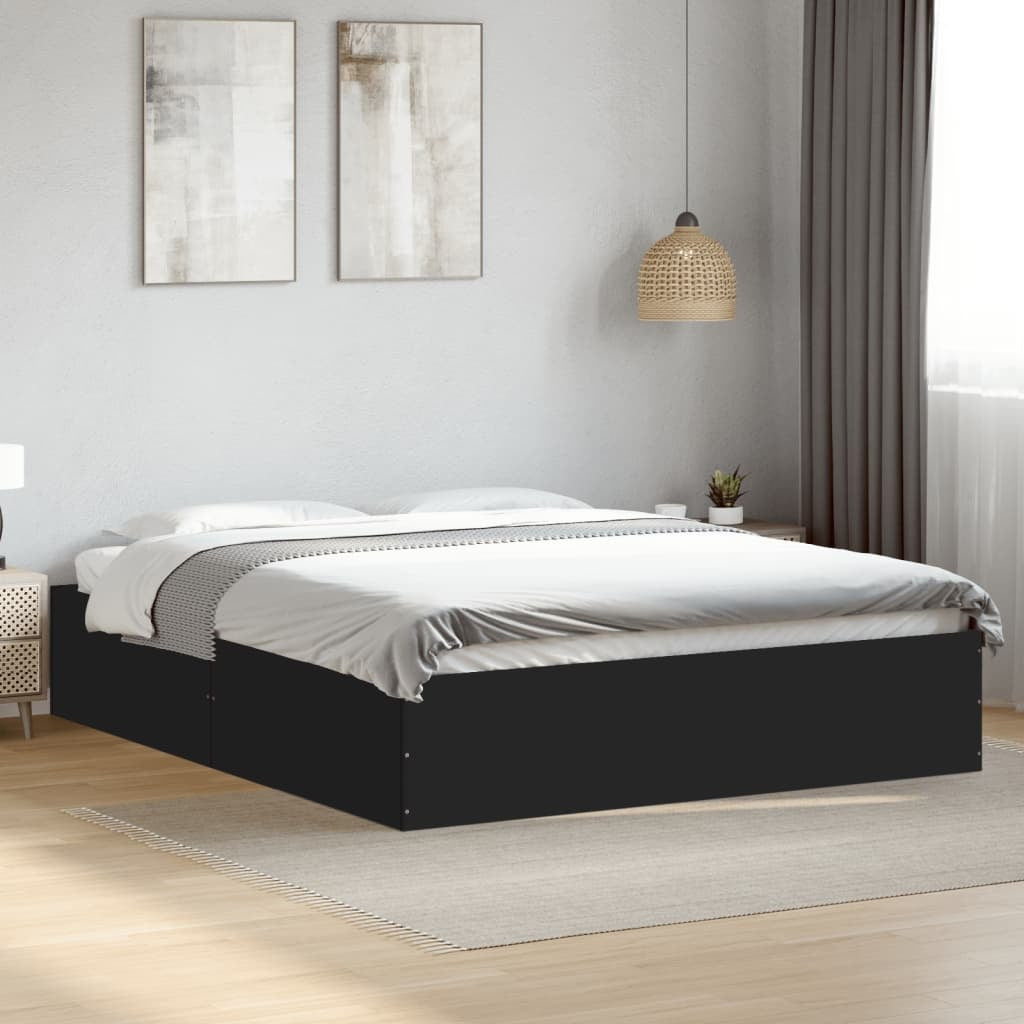 Bed Frame without Mattress Black 150x200 cm King Size