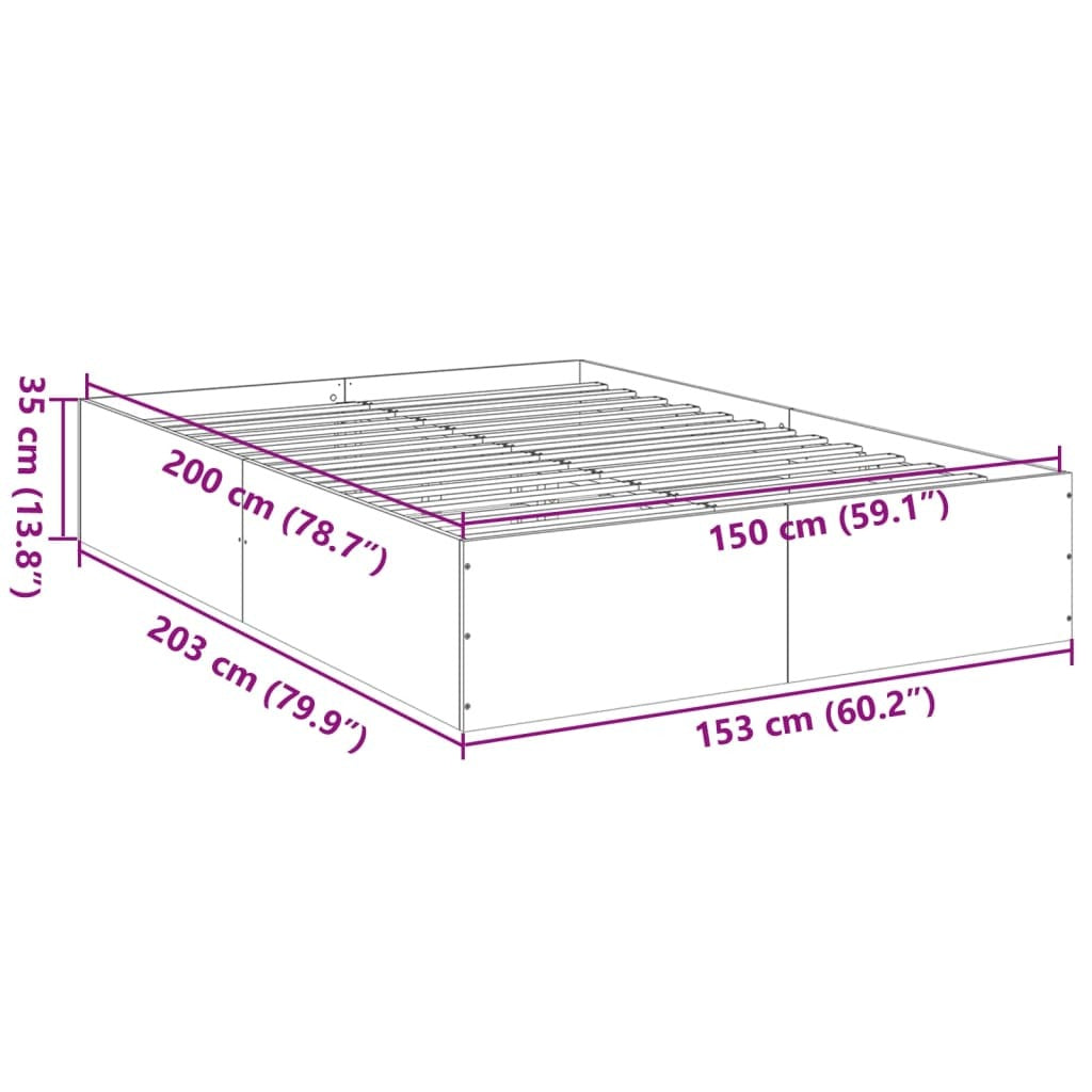 Bed Frame without Mattress Black 150x200 cm King Size