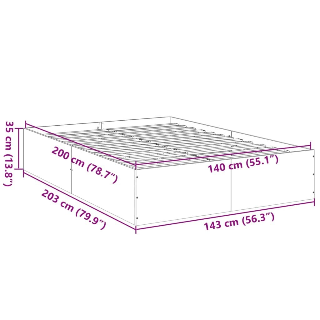 Bed Frame Black 140x200 cm Engineered Wood