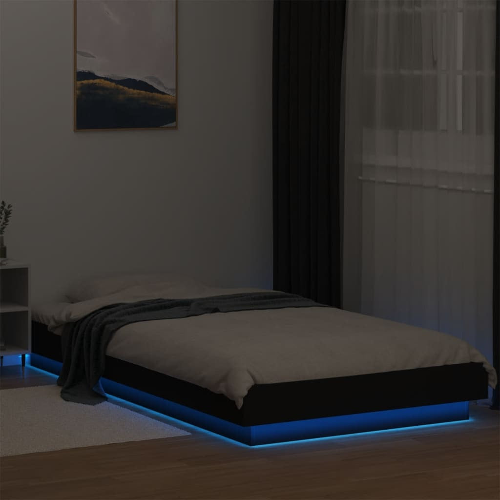 Bed Frame with LED Lights Black 100x200cm Engineered Wood