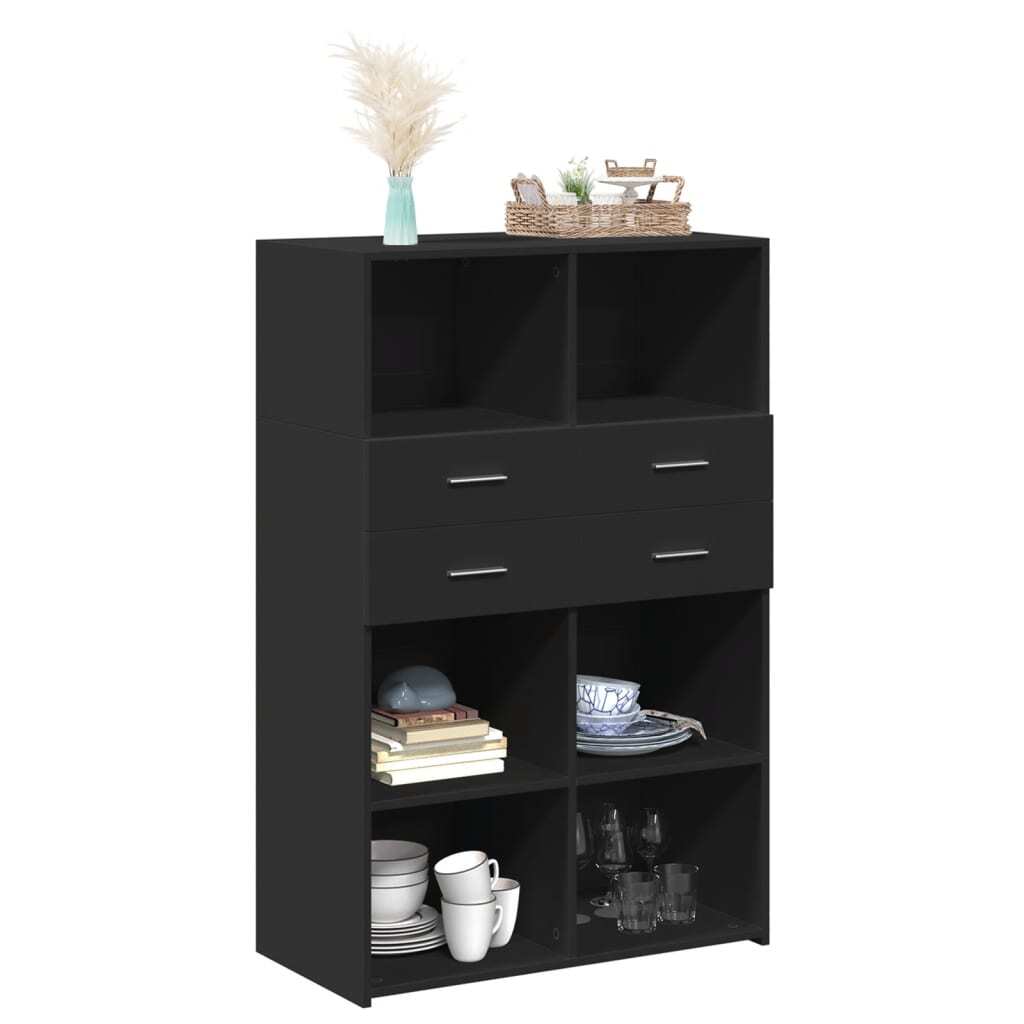 Highboard Black 80x42.5x124 cm Engineered Wood