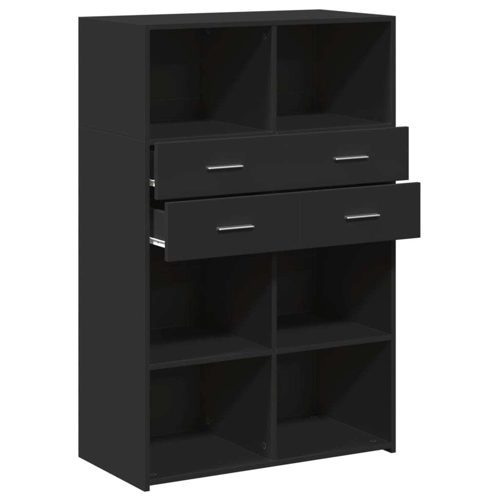 Highboard Black 80x42.5x124 cm Engineered Wood