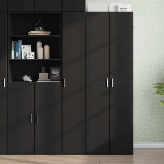 Highboard Black 30x42.5x185 cm Engineered Wood