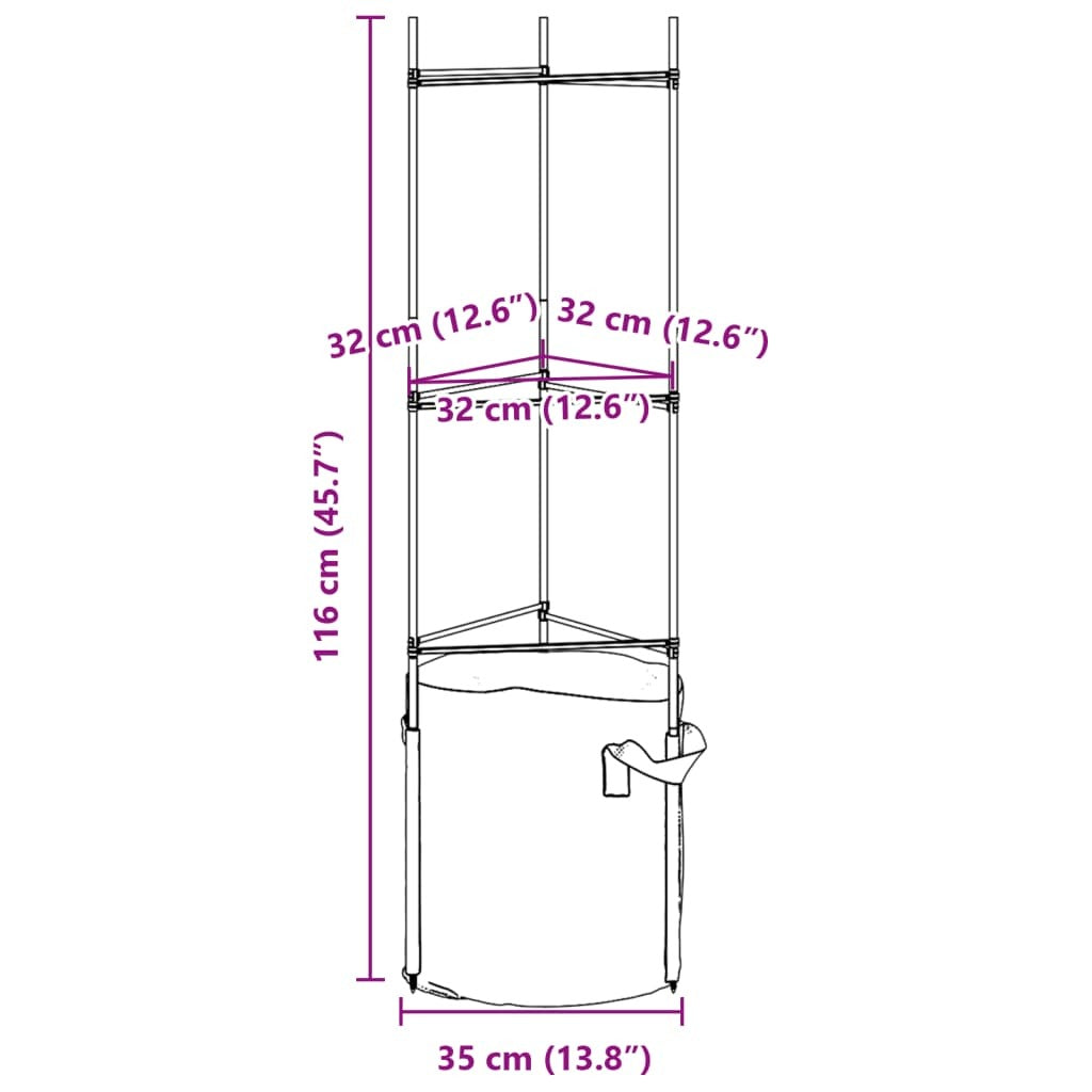 Tomato Cages with Plant Bags 6 pcs 116 cm Steel and PP