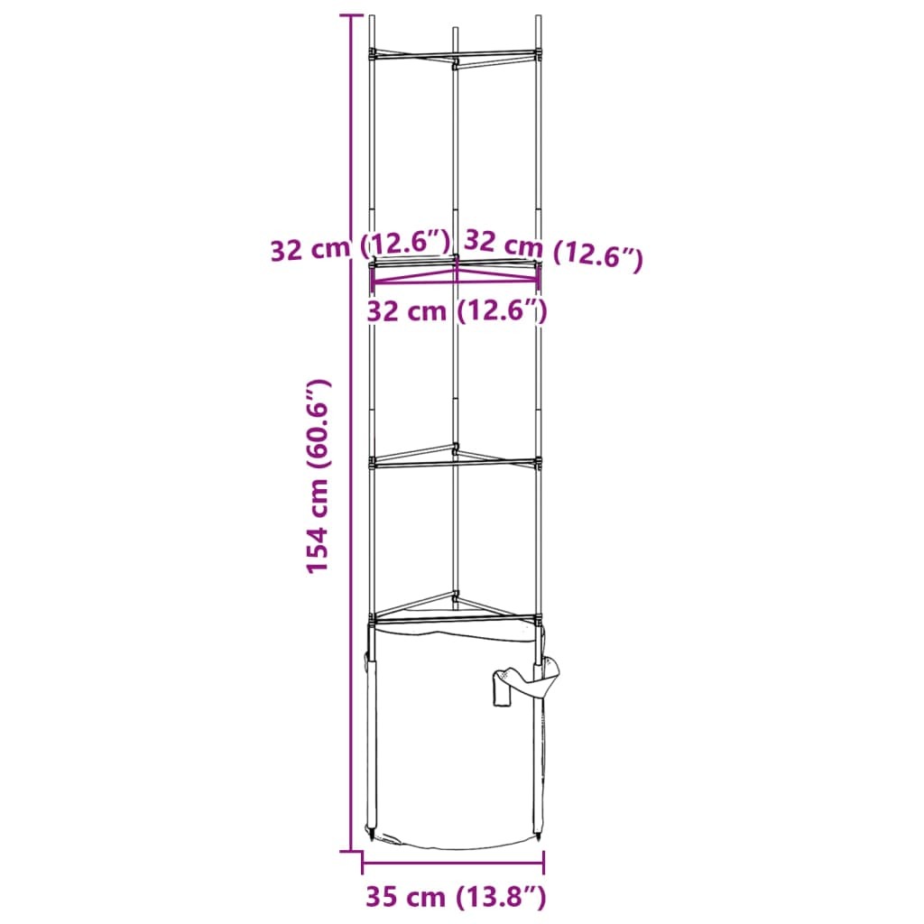 Tomato Cages with Plant Bags 6 pcs 154 cm Steel and PP