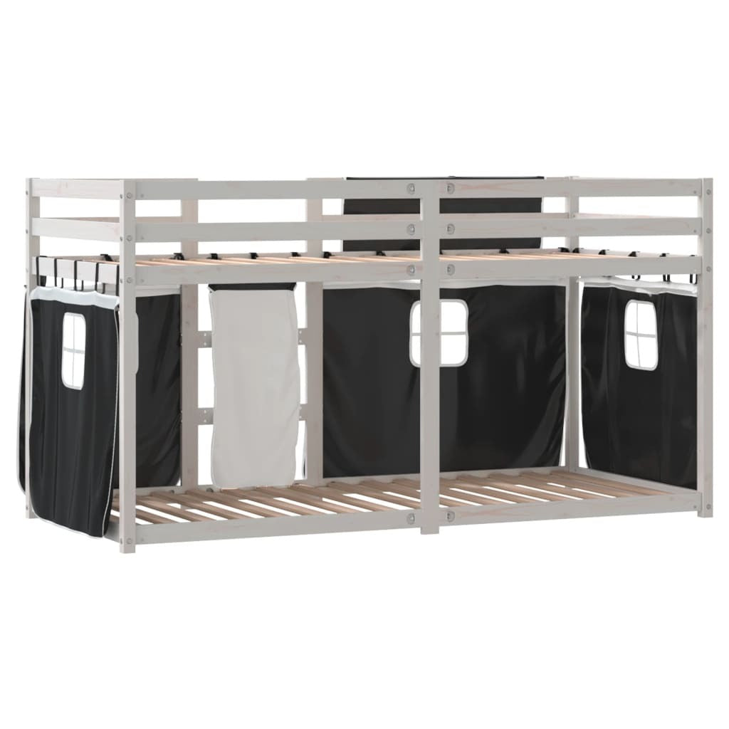 Bunk Bed without Mattress White&Black 80x200 cm Solid Wood Pine