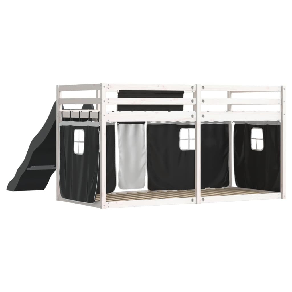 Bunk Bed without Mattress with Slide White and Black 90x200 cm