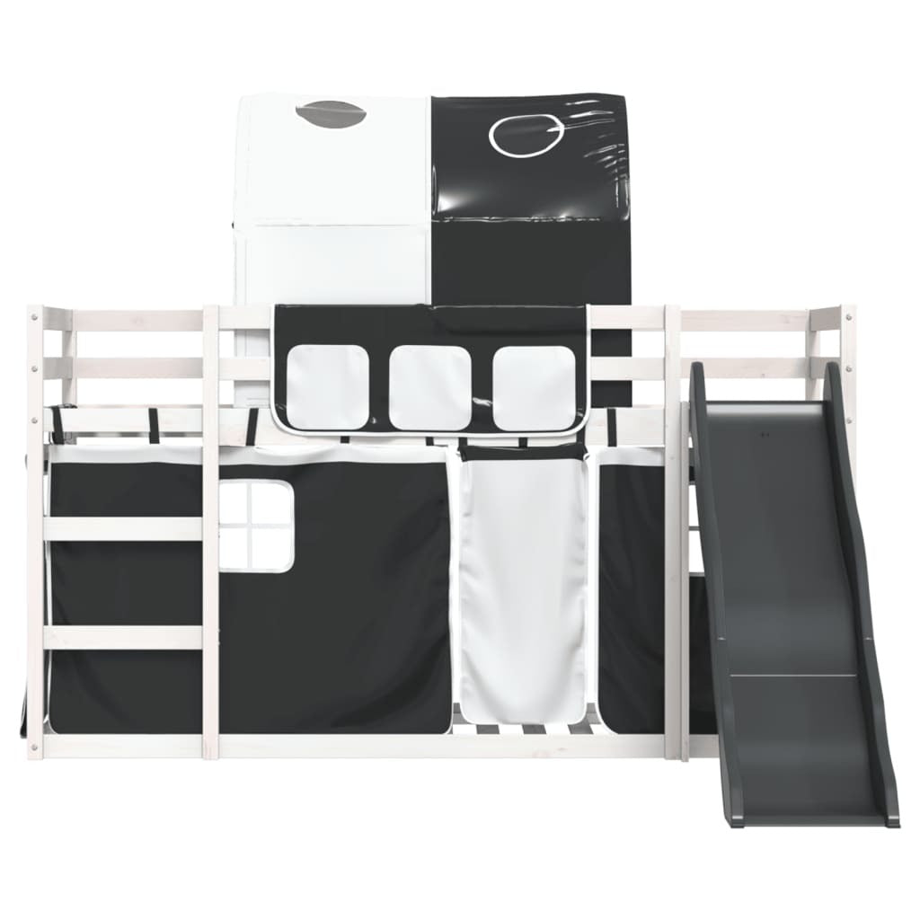 Bunk Bed without Mattress with Slide White and Black 90x200 cm