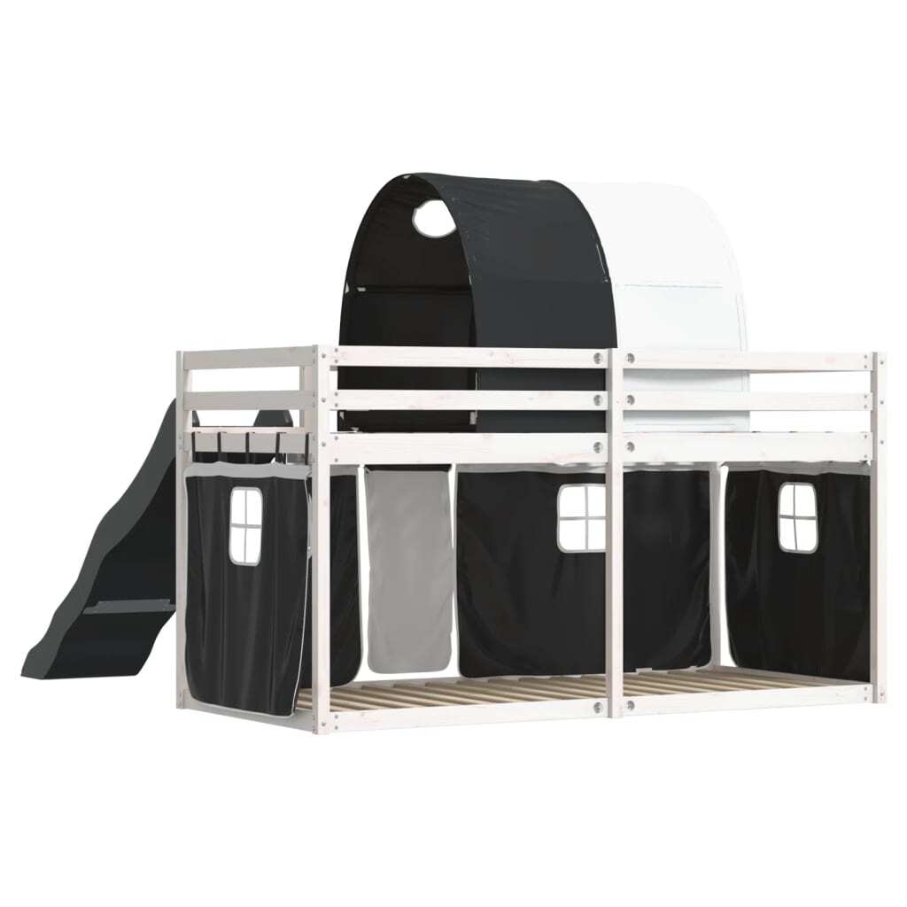 Bunk Bed without Mattress with Slide White and Black 90x200 cm