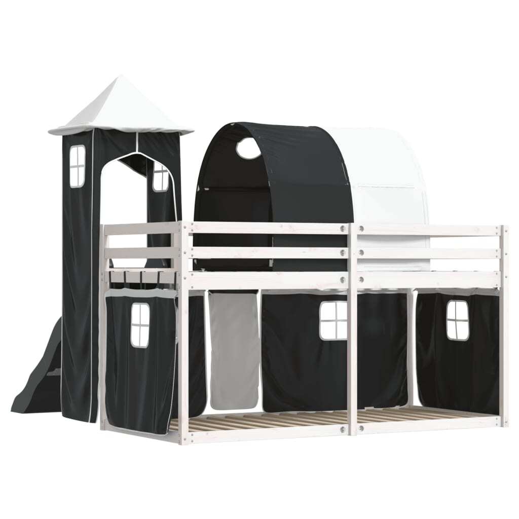 Bunk Bed without Mattress with Slide White and Black 90x200 cm