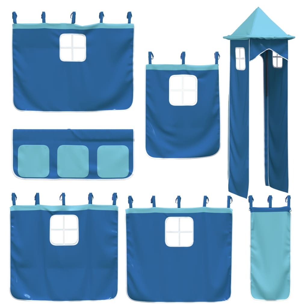 Bunk Bed without Mattress with Slide and Curtains Blue 90x200 cm