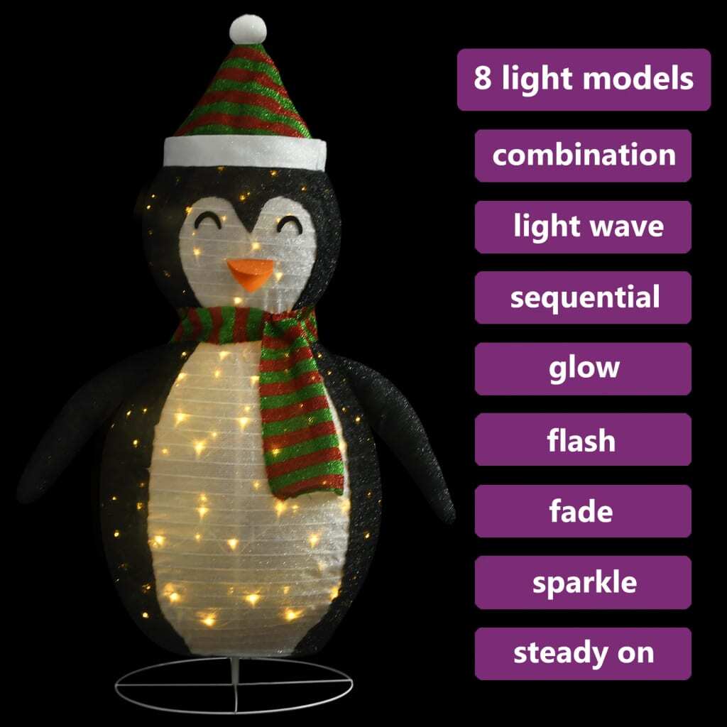 Decorative Christmas Snow Penguin Figure LED Luxury Fabric 120cm