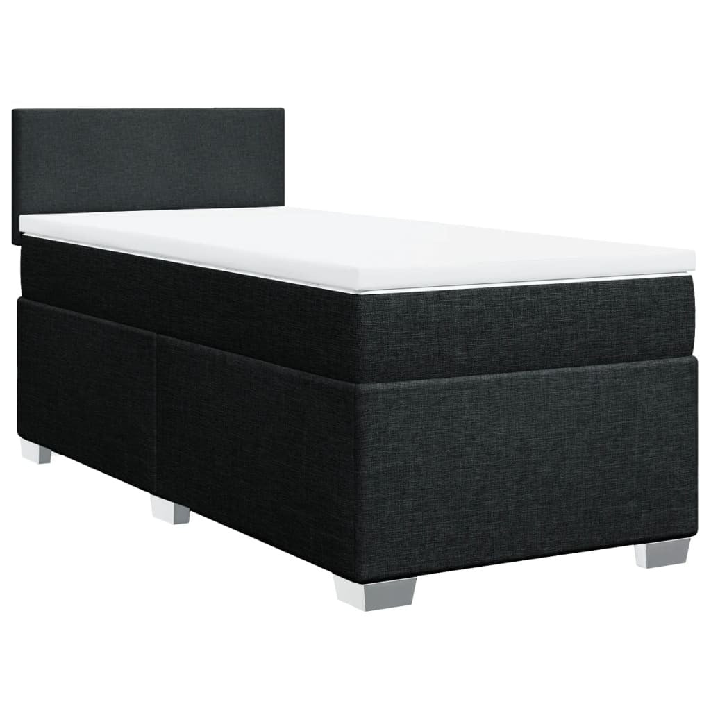 Box Spring Bed with Mattress Black 100x200 cm Fabric