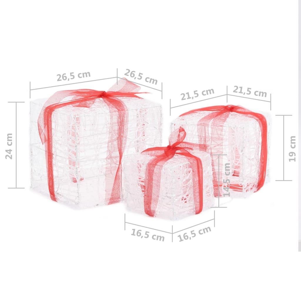 Decorative Acrylic Christmas Gift Boxes 3 pcs Colourful