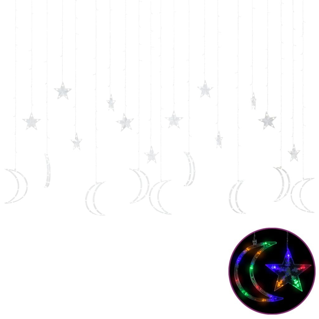 Star and Moon Fairy Lights Remote Control 345 LED Colourful