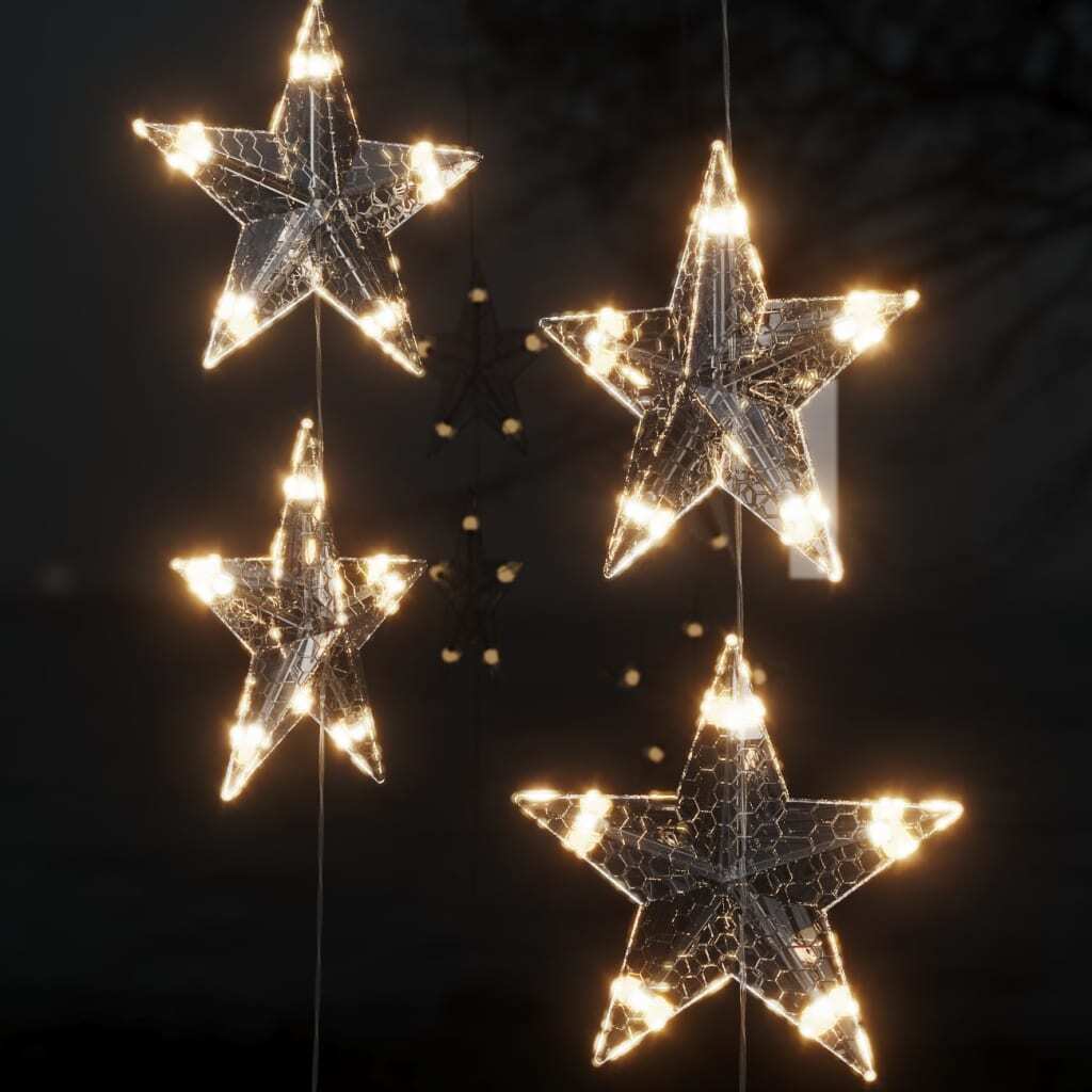 LED Star Curtain Fairy Lights 200 LED Warm White 8 Function