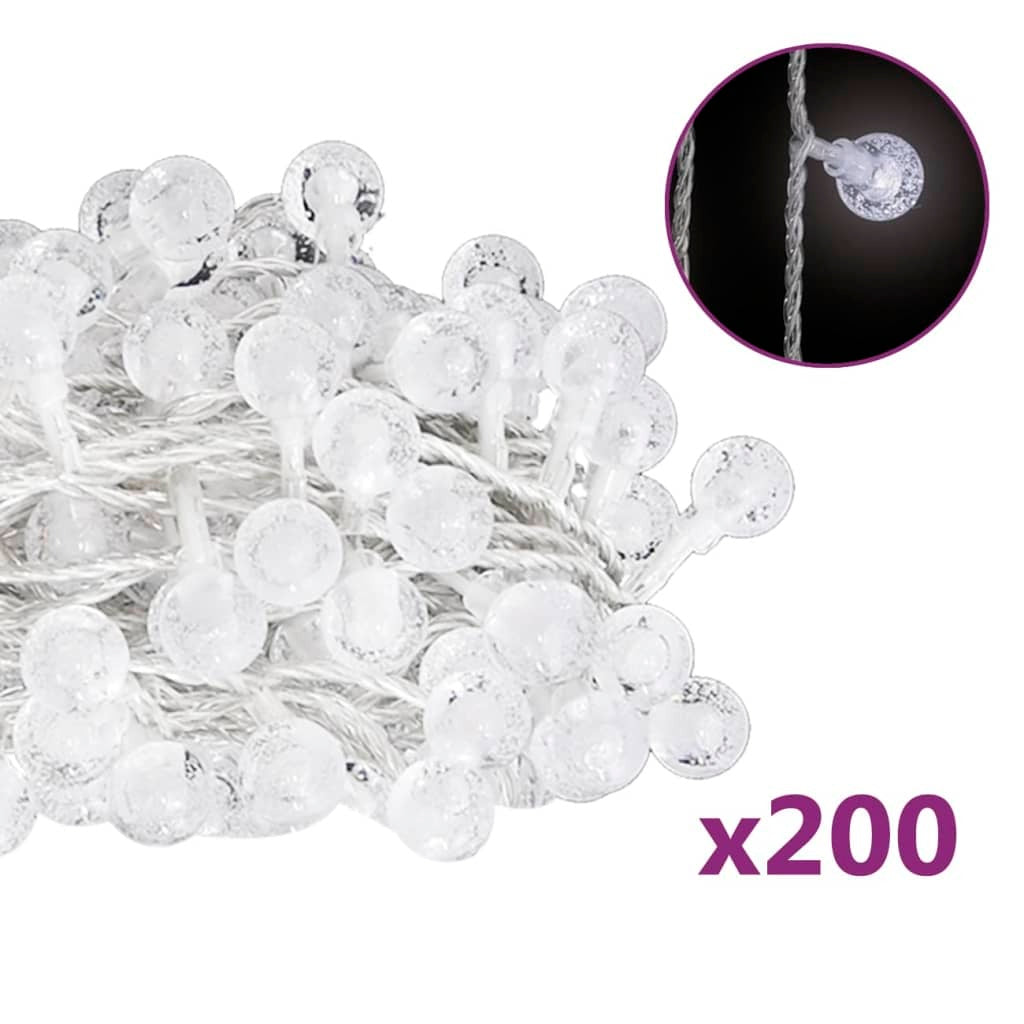 Globe Fairy String Lights 20m 200 LED Cold White 8 Function