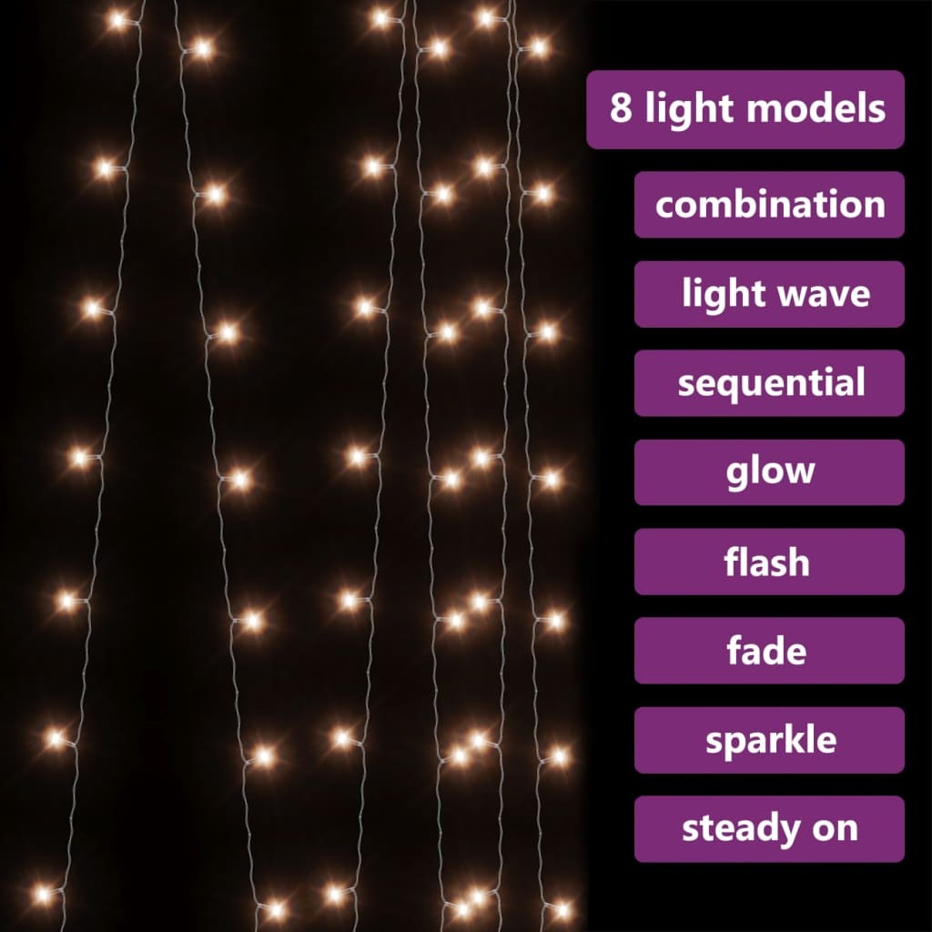 LED Curtain Fairy Lights 3x3m 300 LED Warm White 8 Function