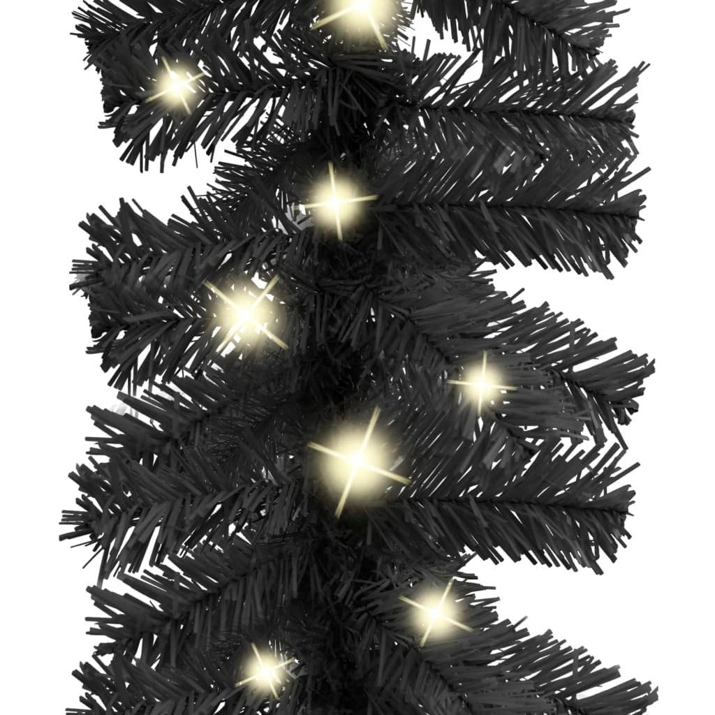 Christmas Garland with LED Lights 5 m Black