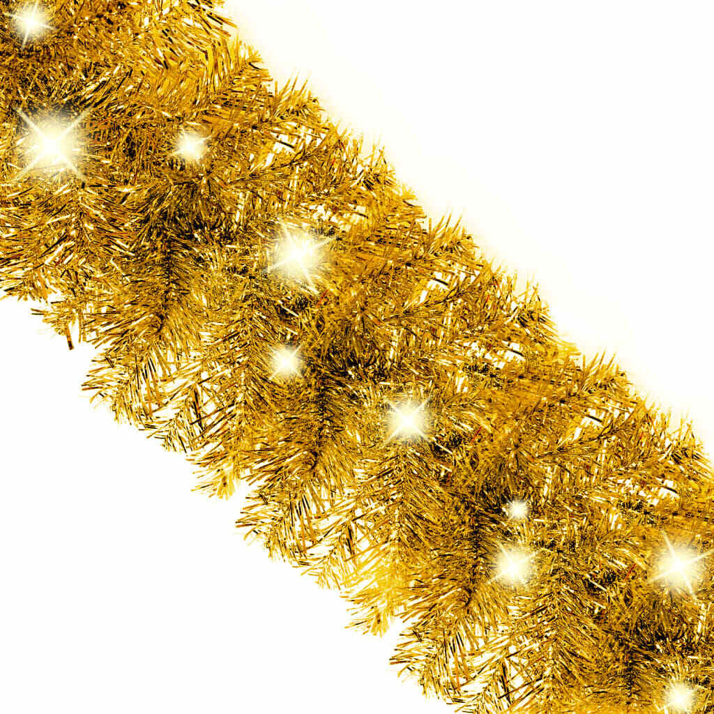 Christmas Garland with LED Lights 20 m Gold