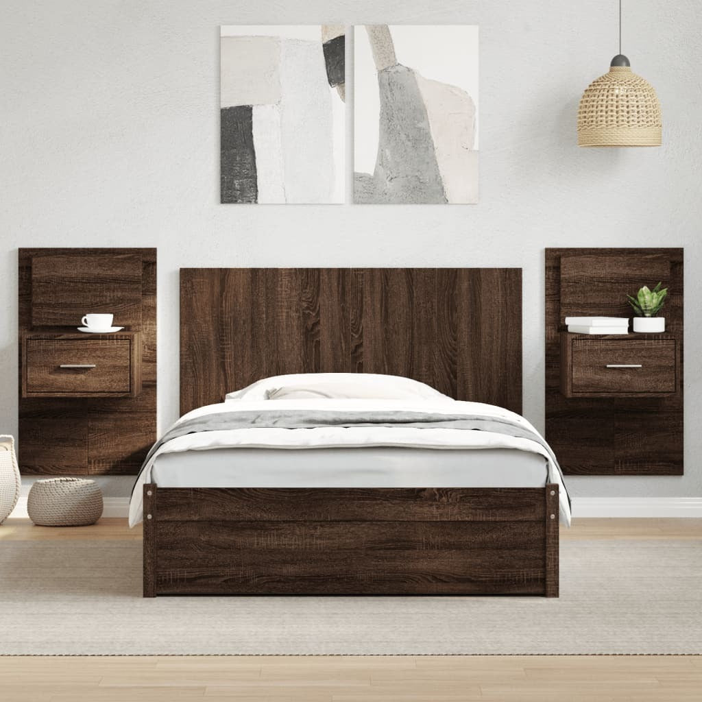 Bed Headboard with Cabinets Brown Oak 120 cm Engineered Wood