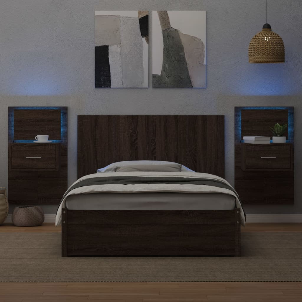 Bed Headboard with Cabinets Brown Oak 120 cm Engineered Wood