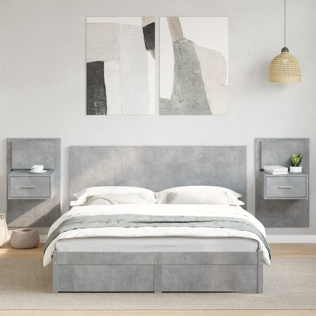 Bed Headboard with Cabinets Concrete Grey 160 cm Engineered Wood