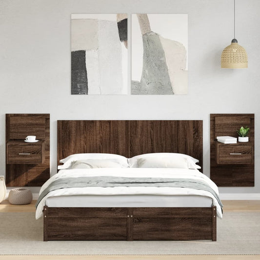 Bed Headboard with Cabinets Brown Oak 160 cm Engineered Wood