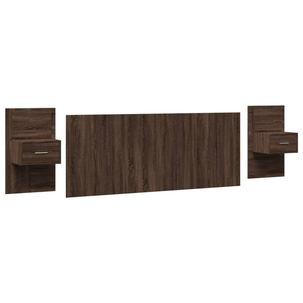 Bed Headboard with Cabinets Brown Oak 200 cm Engineered Wood