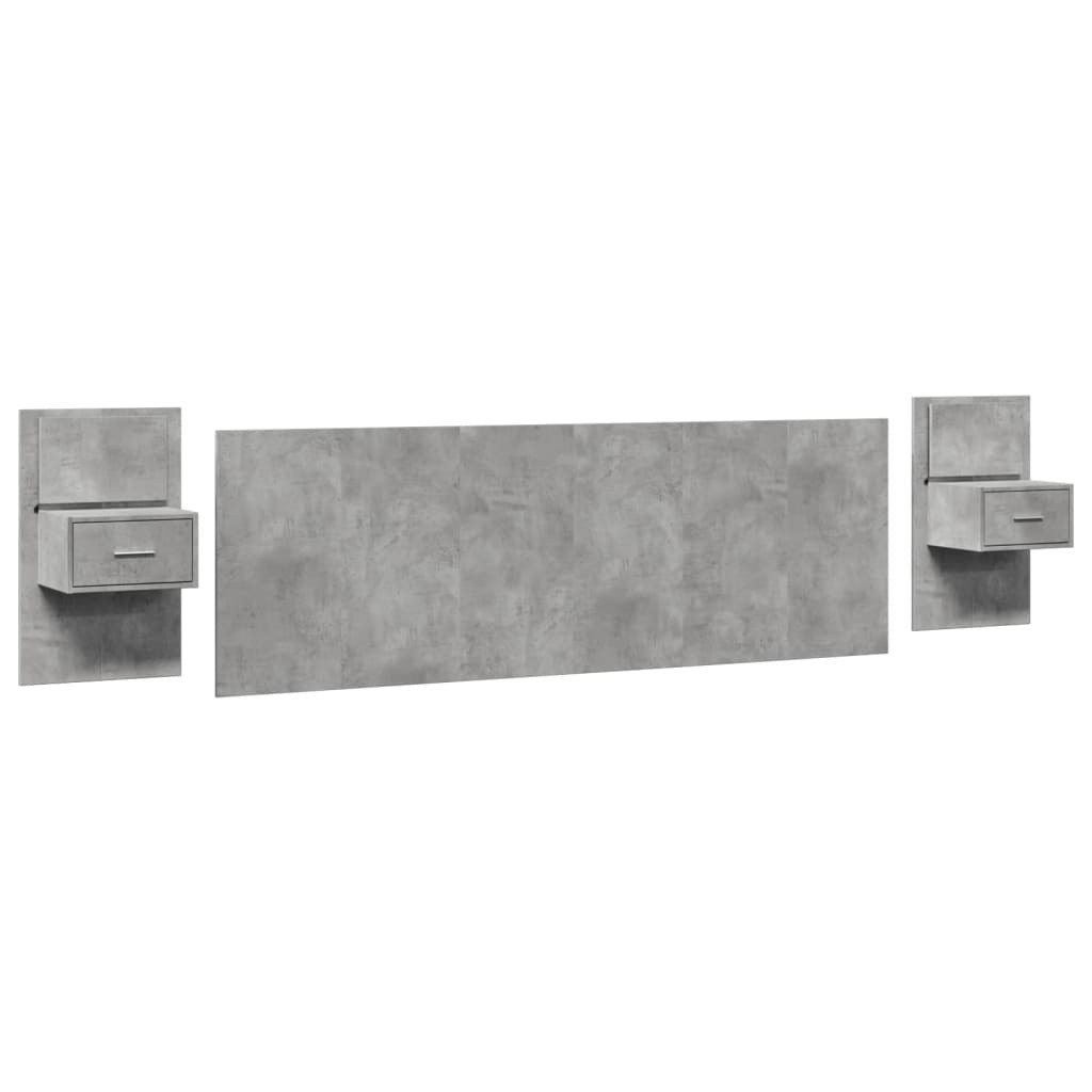 Bed Headboard with Cabinets Concrete Grey 240 cm Engineered Wood