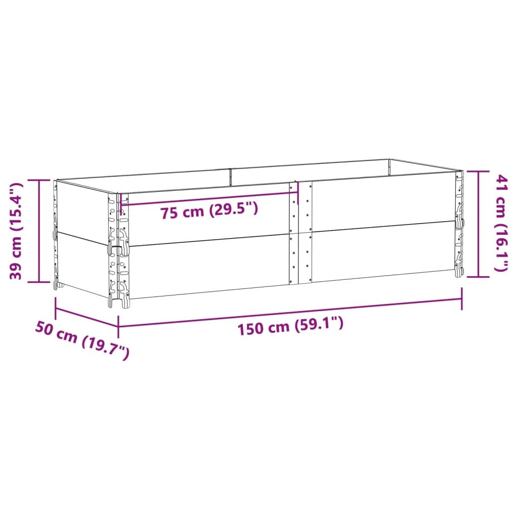 Garden Planter Black 150x50 cm Solid Wood Pine