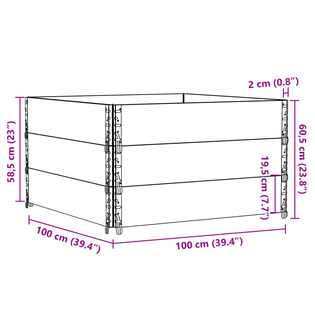 Garden Planter Black 100x100 cm Solid Wood Pine