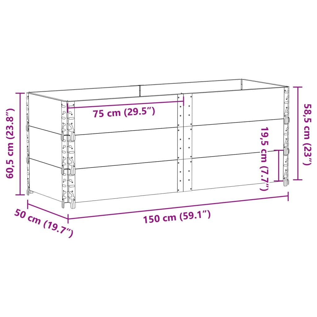 Garden Planter Black 150x50 cm Solid Wood Pine