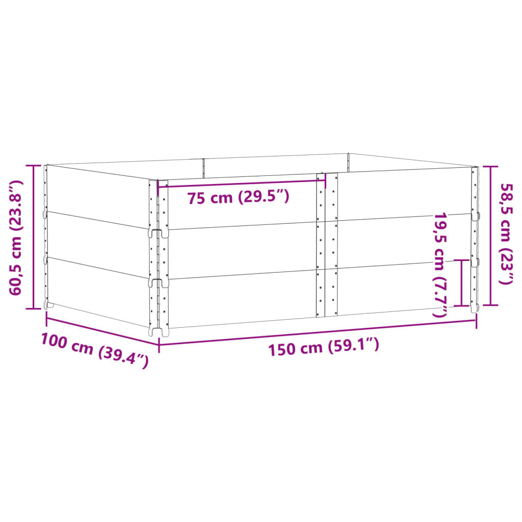 Garden Planter Black 150x100 cm Solid Wood Pine