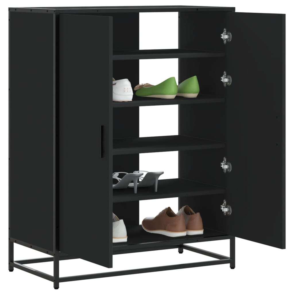 Shoe Cabinet Black 75x38x97.5 cm Engineered Wood and Metal