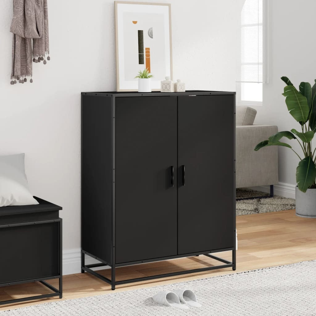 Shoe Cabinet Black 75x38x97.5 cm Engineered Wood and Metal