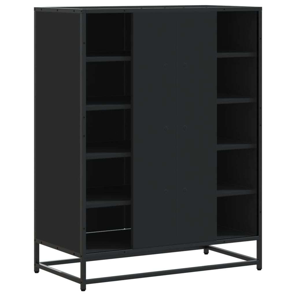 Shoe Cabinet Black 75x38x97.5 cm Engineered Wood and Metal