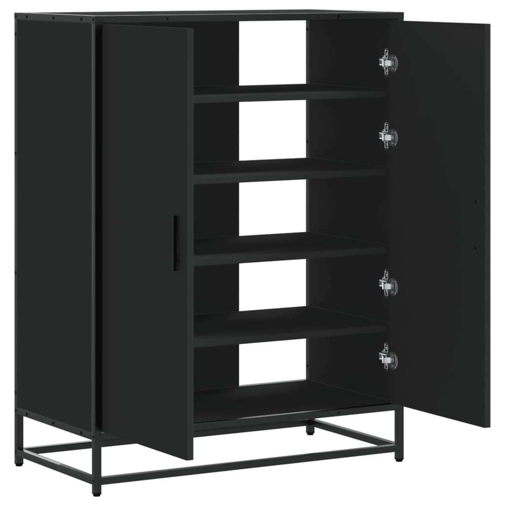 Shoe Cabinet Black 75x38x97.5 cm Engineered Wood and Metal