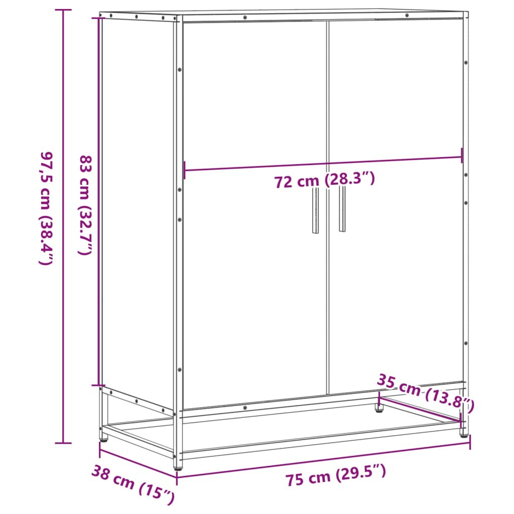 Shoe Cabinet Black 75x38x97.5 cm Engineered Wood and Metal