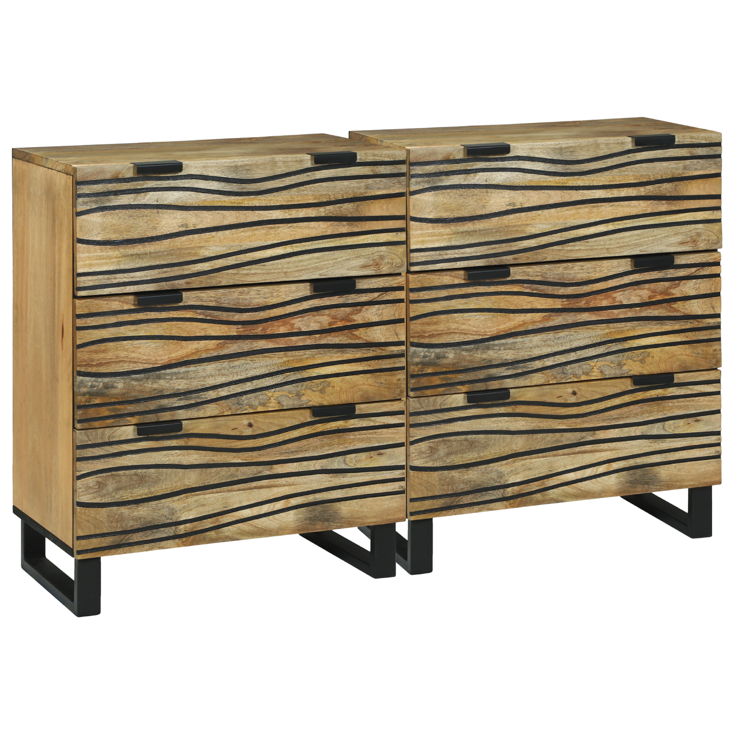 Sideboard Set 2 pcs Natural 60 x 33.5 x 75 cm Solid Mango Wood