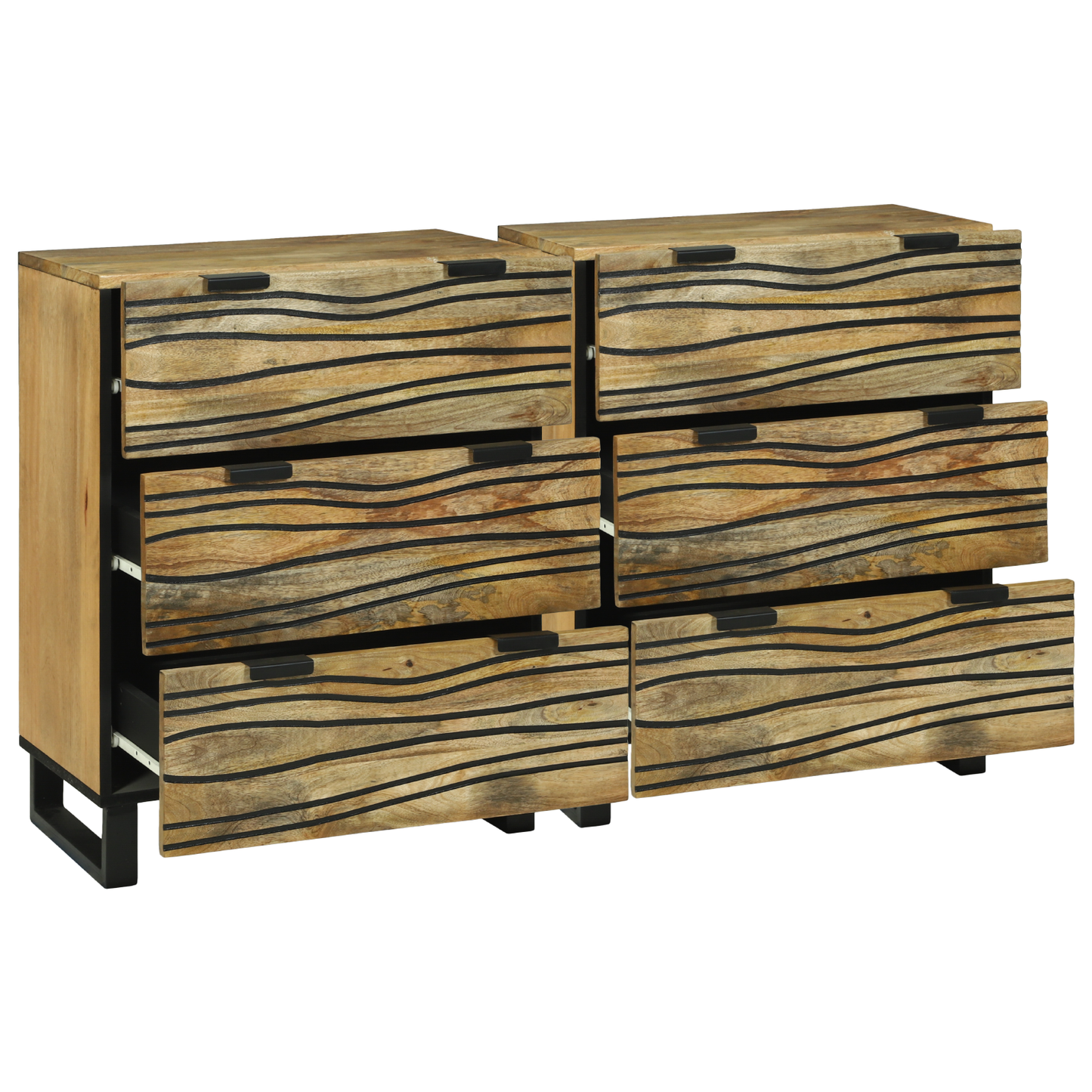 Sideboard Set 2 pcs Natural 60 x 33.5 x 75 cm Solid Mango Wood