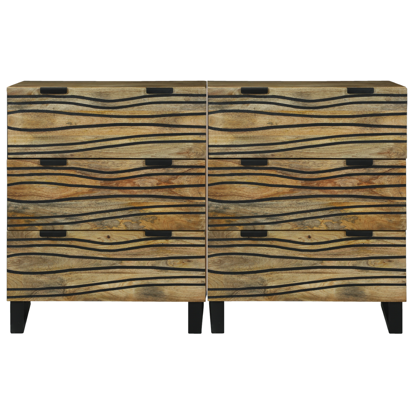 Sideboard Set 2 pcs Natural 60 x 33.5 x 75 cm Solid Mango Wood