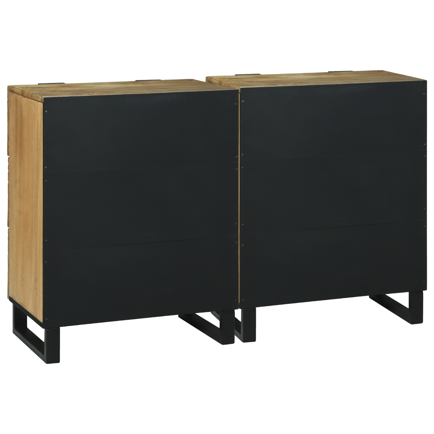 Sideboard Set 2 pcs Natural 60 x 33.5 x 75 cm Solid Mango Wood